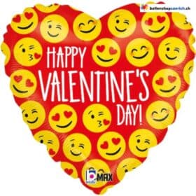 Happy Valentines Day Smiley Emoji Ballon Happy Valentins Day Herz Folien Ballon Liebe Party Folien Luftballon Valentinstag