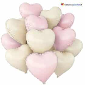 Luftballone Herz Medium Set 10 Stück Pastell Pink und Milchweiss Folie Heliumballone - Liebe Hochzeit Geburtstag Party Babyshower Luftballons Valentinstag