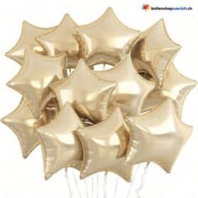 Luftballons Stern Medium Set 10 Stück Champagner Gold -  Folie Heliumballone - Liebe Hochzeit Weihnachten Silvester Geburtstag Party Valentinstag
