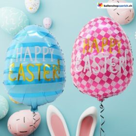 Osterei Luftballon Ostern Blau Pink Happy Easter
