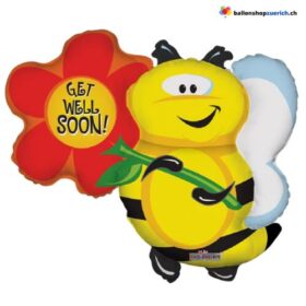 Get well Soon! Biene Blume - Gueti Besserig - gute Besserung - Spital Genesung Krankheit Unfall Genesung Sonne Luftballon Heliumballon