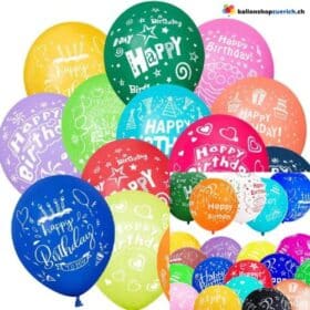 Festliche Happy Birthday Luftballons im 5er- oder 50er-Pack: Bunte Dekoration