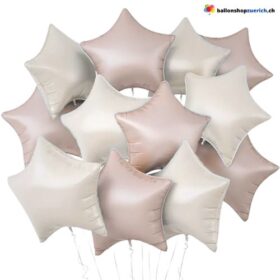 Luftballons Stern Medium Set 10 Stück Pastell Pink - Milchweiss Gemischt - Folie Heliumballons