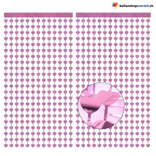 2er Set rosa Herze Vorhang Lametta Hochzeitsdekorationen Valentinstag rosa Herz Banner Girlande Liebe Vorhang Hochzeit Dekor.jpg