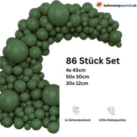 Ballongirlande Dunkelgrün 86 Stück Set - Ballon Bogen Girlande Hochzeit Geburtstag Party Hintergrund Dekoration