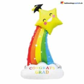 Luftballon Regenbogen Stern Smiley CONGRADUATION Stand Folienballon Bücher Cert Congrad Gratulation