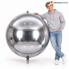 Riesenballon XXXL Silber Kugel Folienballon 160 cm