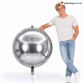 Riesenballon XXXL Silber Kugel Folienballon 120 cm