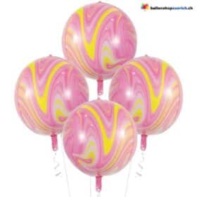 Agate Pink runde 55cm Heliumballons Premium Folienballons für edle Deko Luftballon
