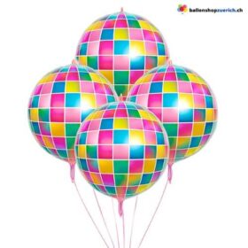 Discokugel Bunt runde 55cm Heliumballons Premium Folienballons für edle Deko Luftballon
