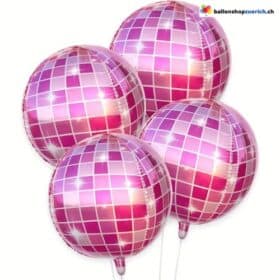 Discokugel Pink runde 55cm Heliumballons Premium Folienballons für edle Deko Luftballon