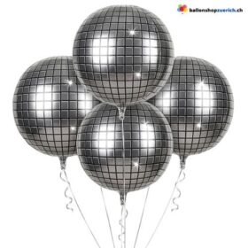 Discokugel Silber runde 55cm Heliumballons Premium Folienballons für edle Deko Luftballon