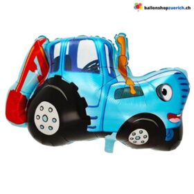 Folienballon Traktor Blauer Bagger Ballon für kleine Baustellenfans