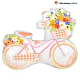 Folienballon Velo Fahrrad mit Blumen