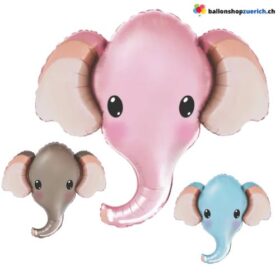 Luftballon Elefant Pink Blau Grau Ballon Tierthema Genderparty Gedenkfeier