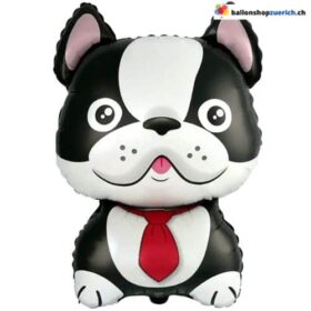 Hund Ballon, Bulldogge Folienballon, Heliumballon Hund, Tierballon Bulldogge, Luftballon Hund schwarz weiss, Partydeko Hund, Kindergeburtstag Ballon Hund, Comic Hund Ballon, Folienfigur Hund, Deko Bulldogge, Ballon mit Krawatte, lustiger Heliumballon