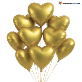 Luftballon Herz Metall Gold Medium Folie Heliumballon - Liebe Hochzeit Geburtstag Party Luftballons Valentinstag