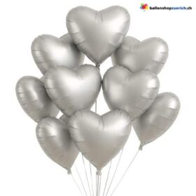 Металлический воздушный шар в форме сердца, серебристый, средний размер