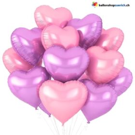 Luftballone Herz Medium Set 10 Stück Lila und Pink