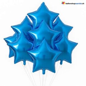 Luftballons Blau Medium Set 10 Stück Sterne Folie Heliumballons