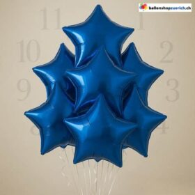 Luftballons Dunkelblau Stern Medium Set 10 Stück Folie Heliumballons