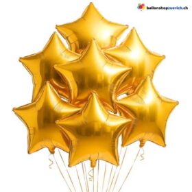Luftballons Gold Medium Set 10 Stück Sterne Folie Heliumballons