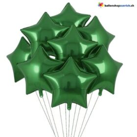 Luftballons Grün Stern Medium Set 10 Stück Folie Heliumballons