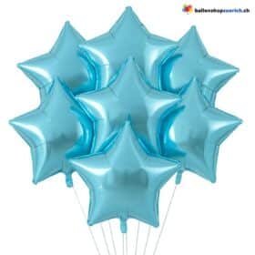 Globos medianos de color azul claro, juego de 10 globos de helio con forma de estrella