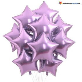 Luftballons Lila Medium Set 10 Stück Sterne Folie Heliumballons