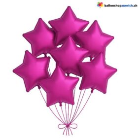 Luftballons Metallic Rosa Medium Sterne Folie Heliumballons