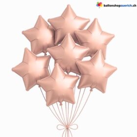 Luftballons Metallic Rosegold Champagner Medium Sterne Folie Heliumballons