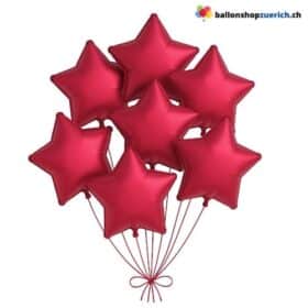 Luftballons Metallic Rot Medium Sterne Folie Heliumballons