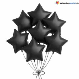 Luftballons Metallic Schwarz Medium Sterne Folie Heliumballons