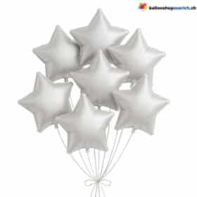 Palloncini in lamina di elio a forma di stella media color argento metallizzato
