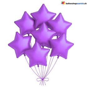Luftballons Metallic Violett Medium Sterne Folie Heliumballons