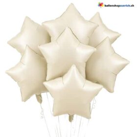 Luftballons Milchweiss Medium Sterne Folie Heliumballons