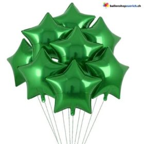 Luftballons Mittelgrün Stern Medium Set 10 Stück Folie Heliumballons