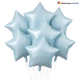 Luftballons Pastell Blau Medium Sterne Folie Heliumballons