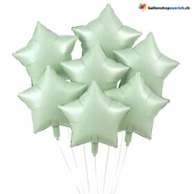 Luftballons Pastell Grün Medium Sterne Folie Heliumballons