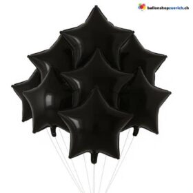 Luftballons Schwarz Medium Set 10 Stück Sterne Folie Heliumballons