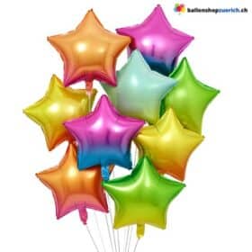 Palloncini a stella, set medio da 10, palloncini in lamina di elio con sfumature colorate