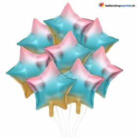Luftballons Stern Medium Set 10 Stück Rainbow Soft Gemischt Folie Heliumballons