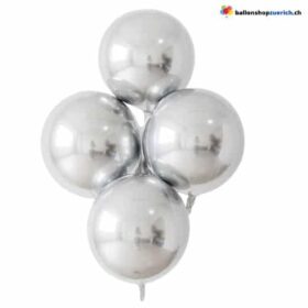 Silber runde 55cm Heliumballons Premium Folienballons für edle Deko Luftballon