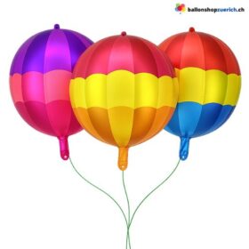3er Set Kugelförmige Folienballons im Regenbogen Design