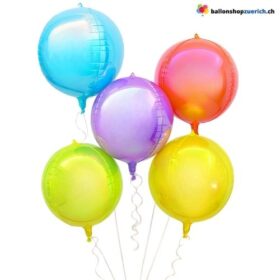 5er Set Premium Irisierend Folienballons Blau Rosa Violett Grün Gelb