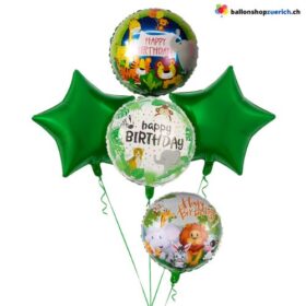 Ballonstrauss Jungle Happy Birthday 5-teilig