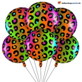 Bunte Folienballons im Regenbogen-Leopardenmuster