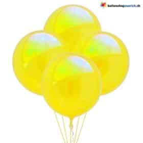 Желтый переливающийся сферический круглый гелиевый шар 55 см