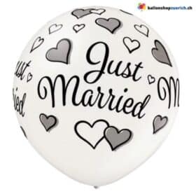 Grosser Just Married Kautschukgummiballon mit Herzdesign 