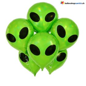 Grüner Alien Kopf Folienballon Space Heliumballon